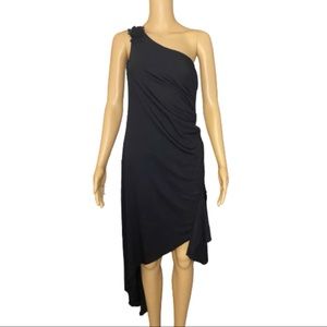 Vintage Windsor black one shoulder dress with flower embellishment